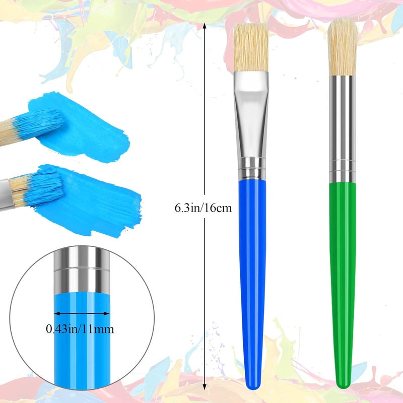 REGUICORP 14 Pcs Paint Brushes for Kids, Round and Flat Kids Paint Brushes, Easy Hold and Clean Toddler Paint Brushes, Bristle Craft Paint Brushes for Acrylic Oil Watercolor Washable Paint - Image 2
